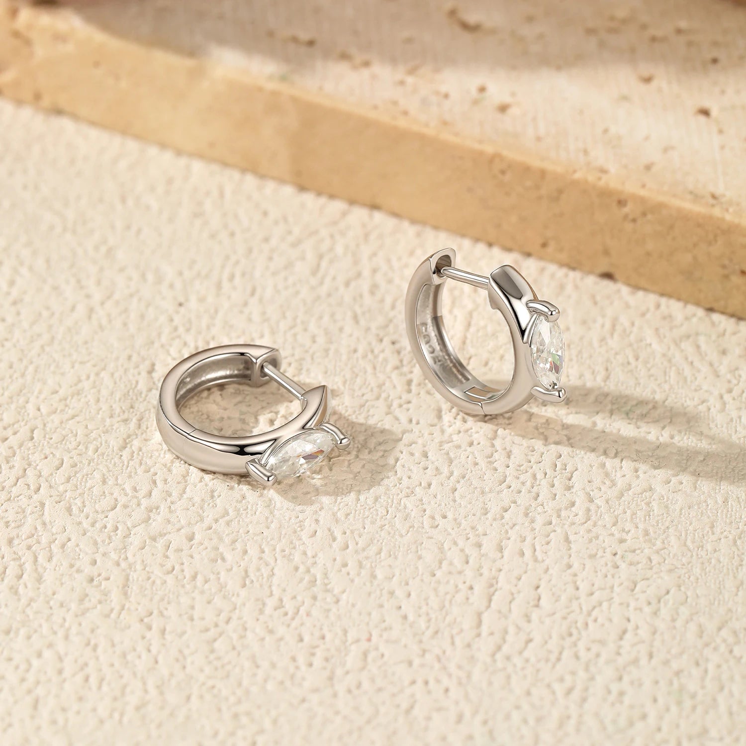 Marquise Cut VVS1 Moissanite Hoop Earrings in 925 Sterling Silver