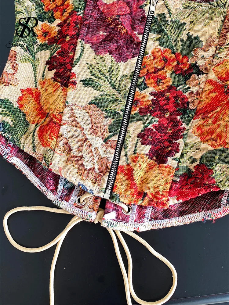 Strapless Embroidered Corset Top