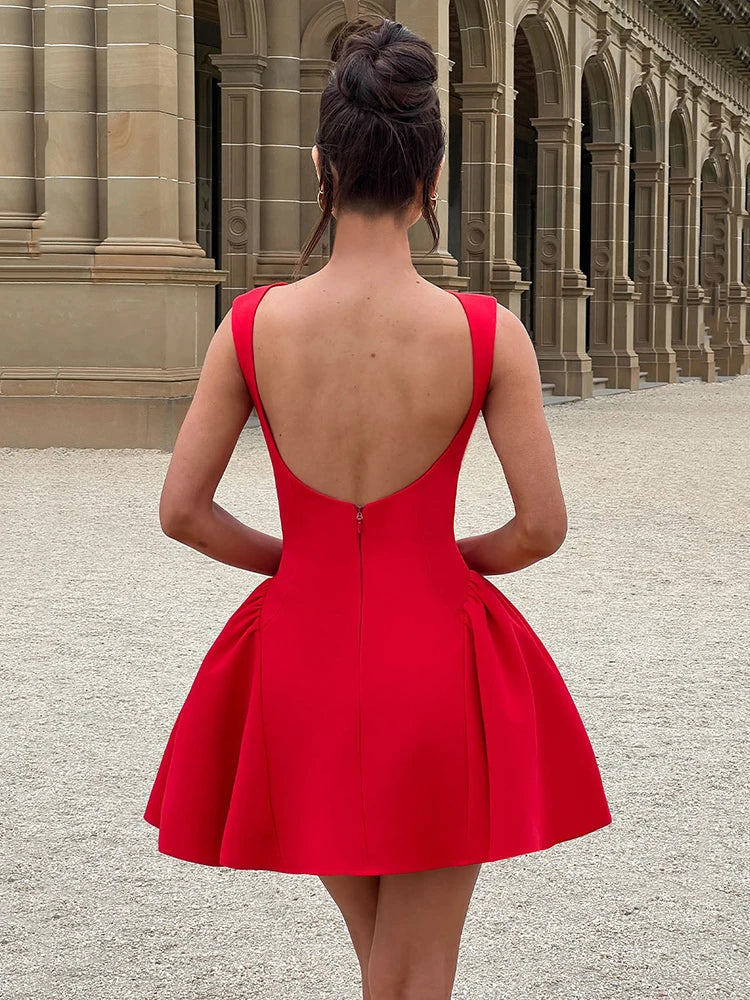 Backless High Waist A-line Sexy Mini Dress