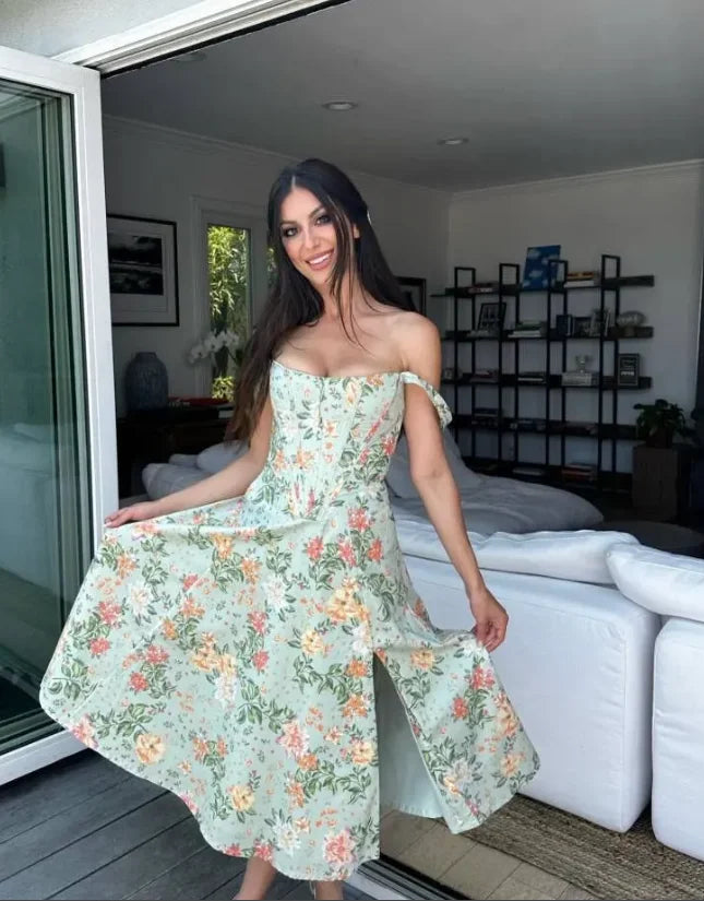 Trendy Green Long Lace Up Beach Dress