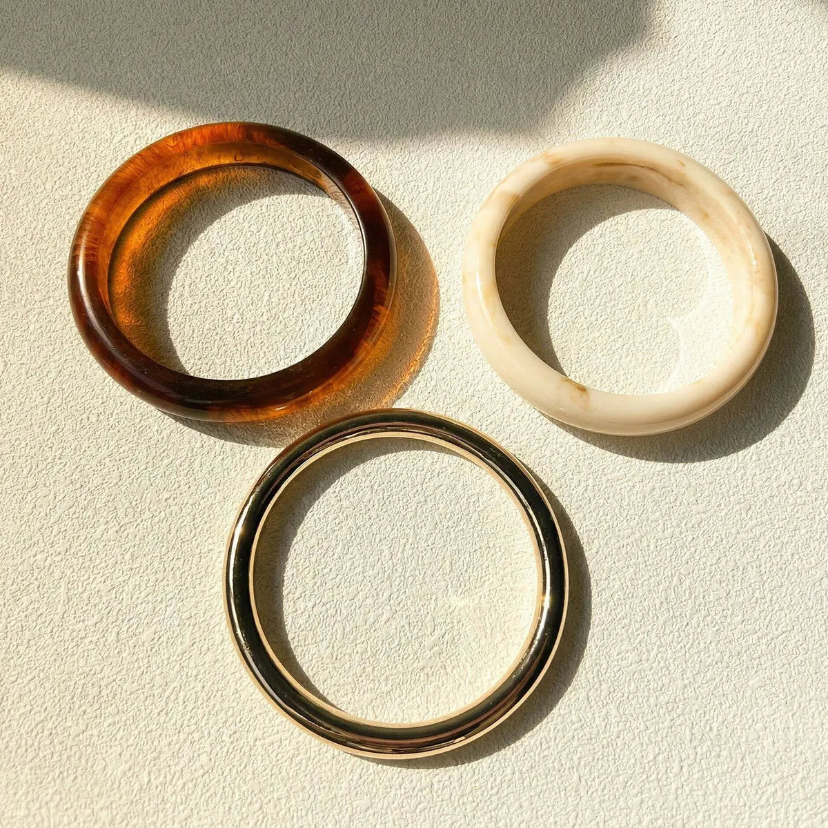 3Pcs/Set Marbling Geometric Round Resin Acrylic Cuff Bangle