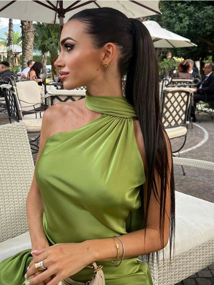 Sexy Satin Ribbon Sleeveless Backless Off Shoulder Bodycon Long Dress
