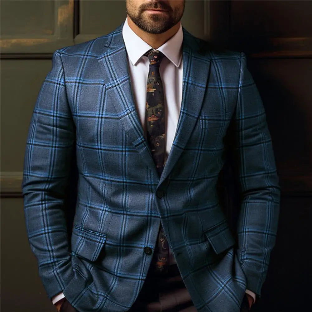 Men’s Slim Fit Plaid Suit Coat