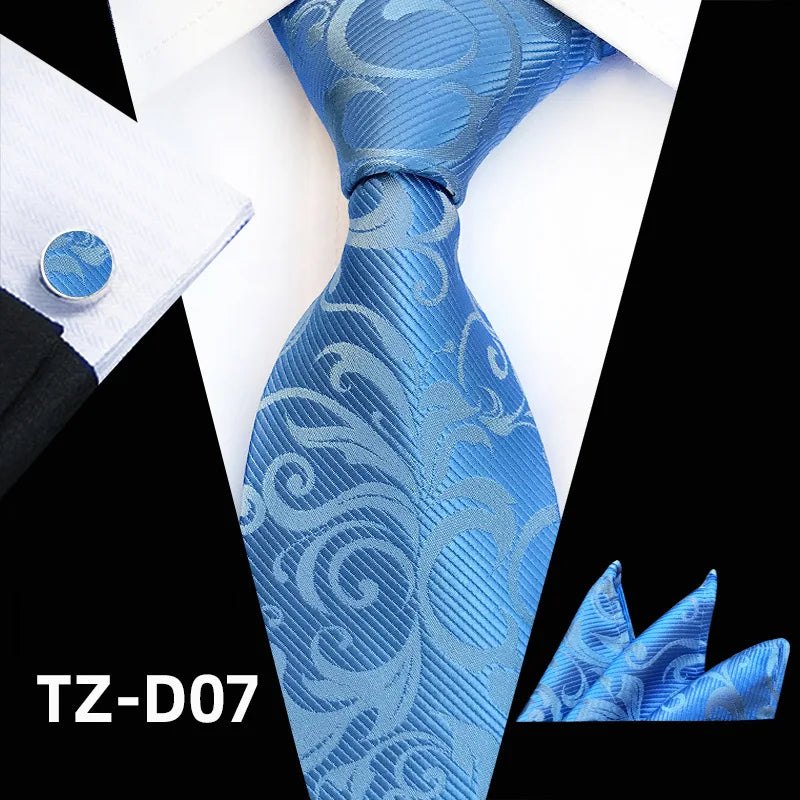 Orange Novelty Ties Plaid Flower Design Wedding Necktie Hanky Cufflinks