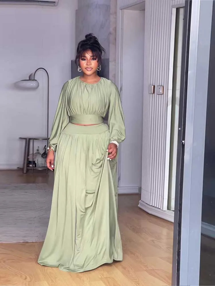 Long Sleeve Top and Long Skirt Set
