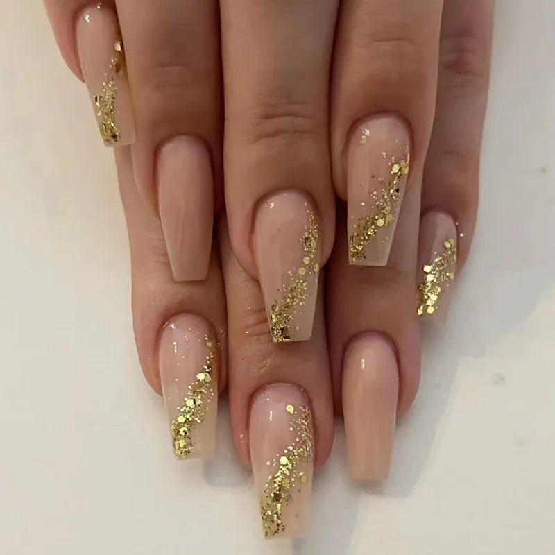 24Pcs/Box Almond Round False Nails Detachable Stiletto Fake Nails