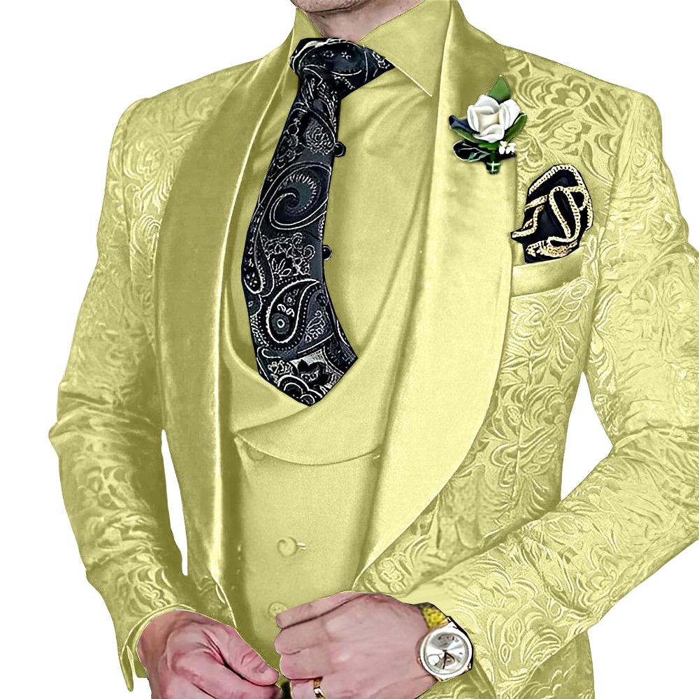 Jacquard Men's 3-piece Suit Set
