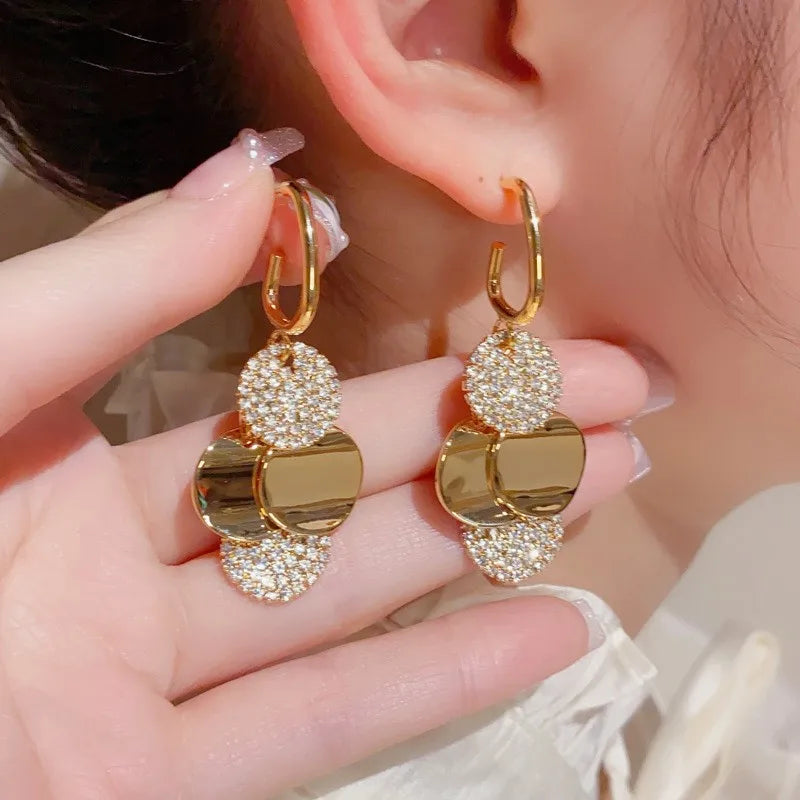 Geometric Stainless Steel Round Dangle Earrings