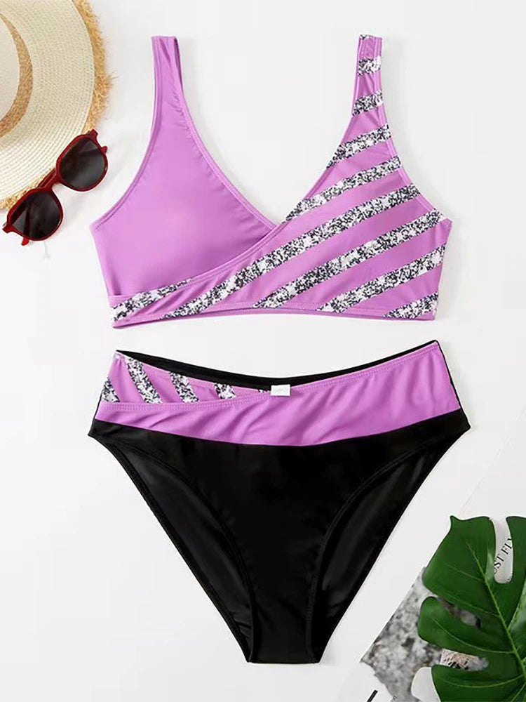Sexy Stripe Two Piece Bikini Set