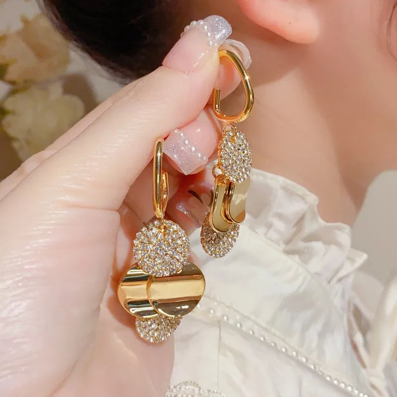 Geometric Stainless Steel Round Dangle Earrings