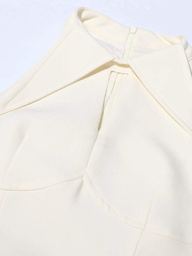 Solid Hollow Out A Line Dress