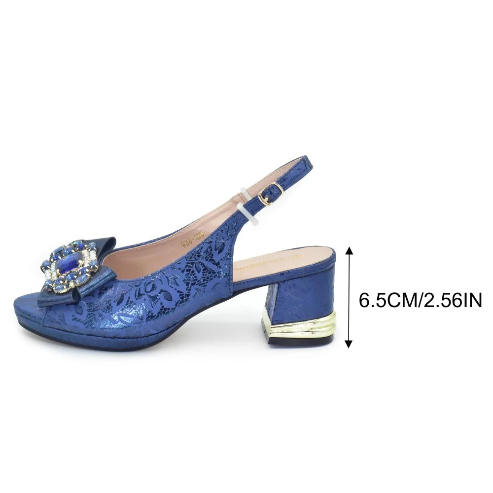 ✨ Rhinestone Italian Party Shoes & Matching Bag Set for Women
