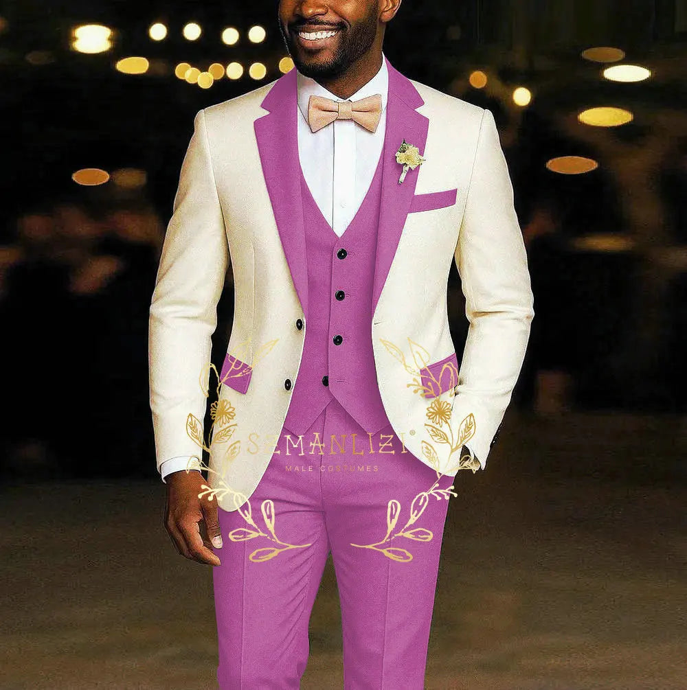 3 Pieces Blazer  Vest Pants Wedding Tuxedos