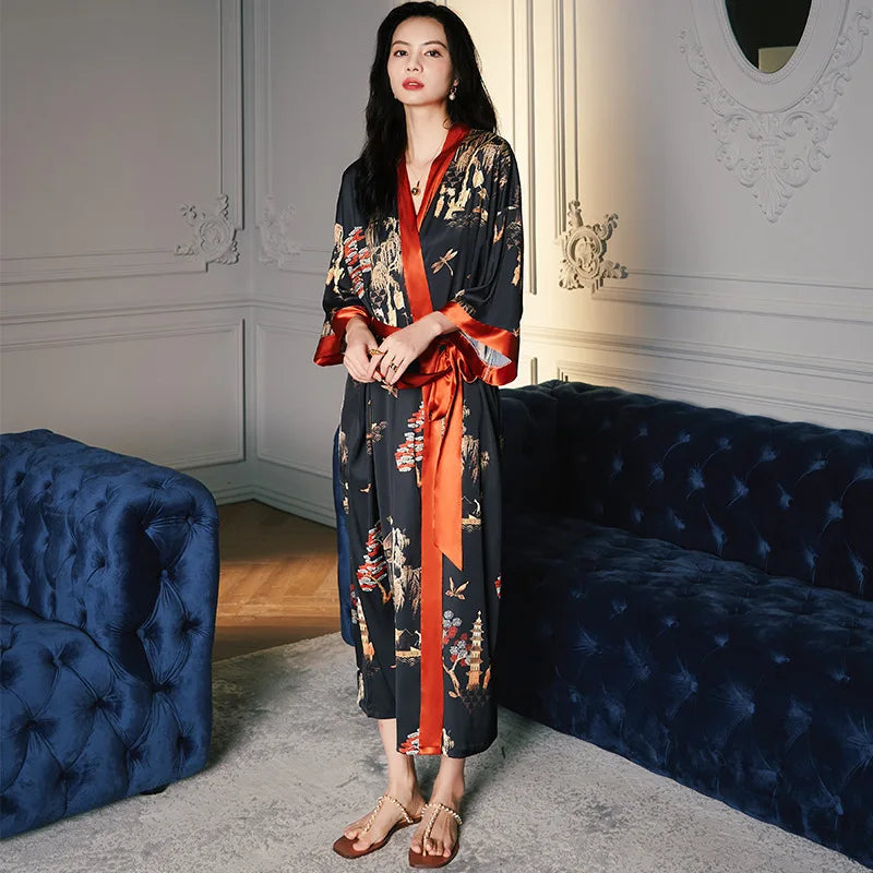 New Spring Summer  Long Robe Kimono Bathrobe