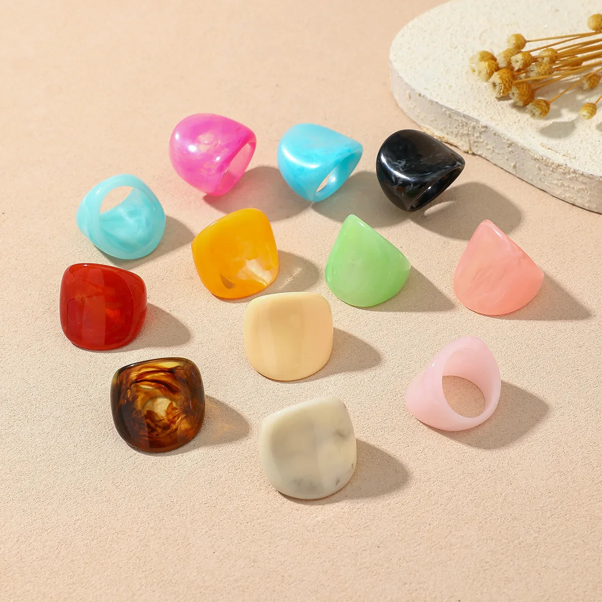 Dopamine Colorful Rings – Bold Geometric Resin Statement Jewelry for Women