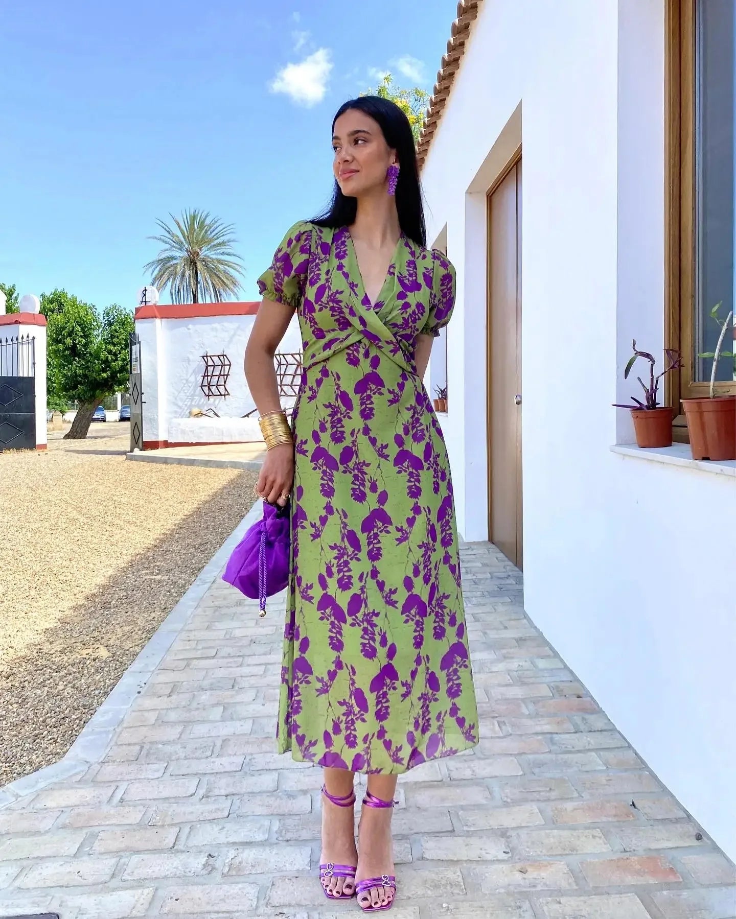 Summer Short Sleeve Print Long Dress