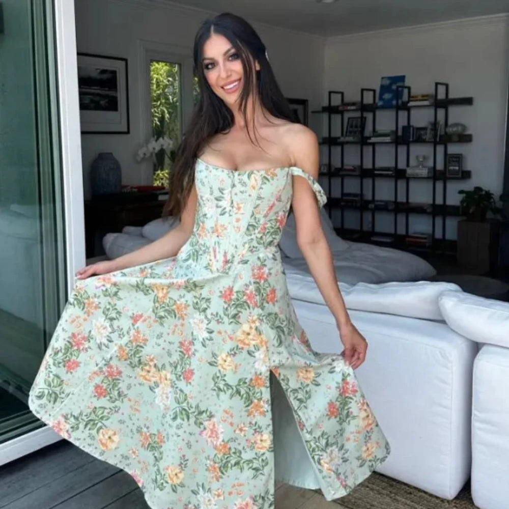 Trendy Green Long Lace Up Beach Dress