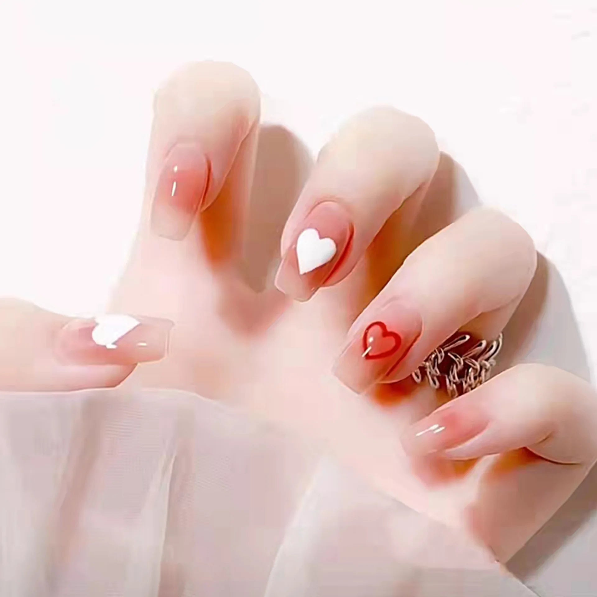 24Pcs/Box Almond Round False Nails Detachable Stiletto Fake Nails