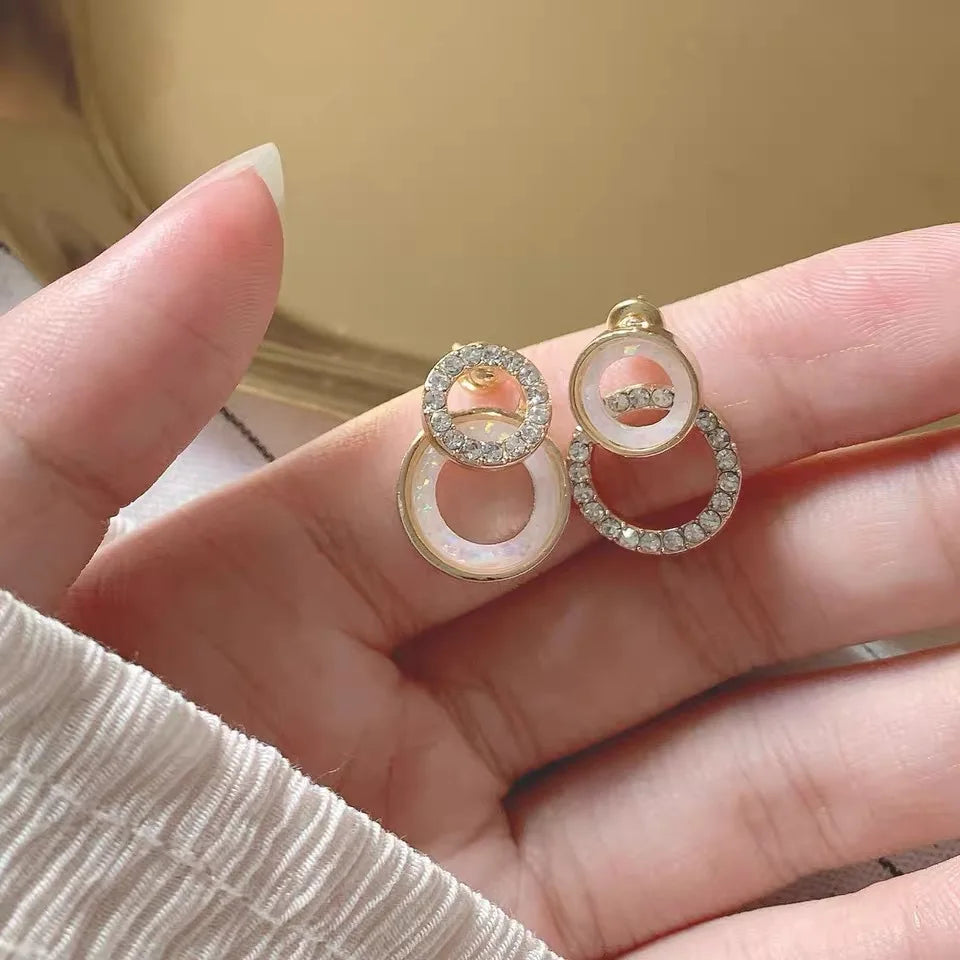Shiny Zircon Square Hoop Earrings for