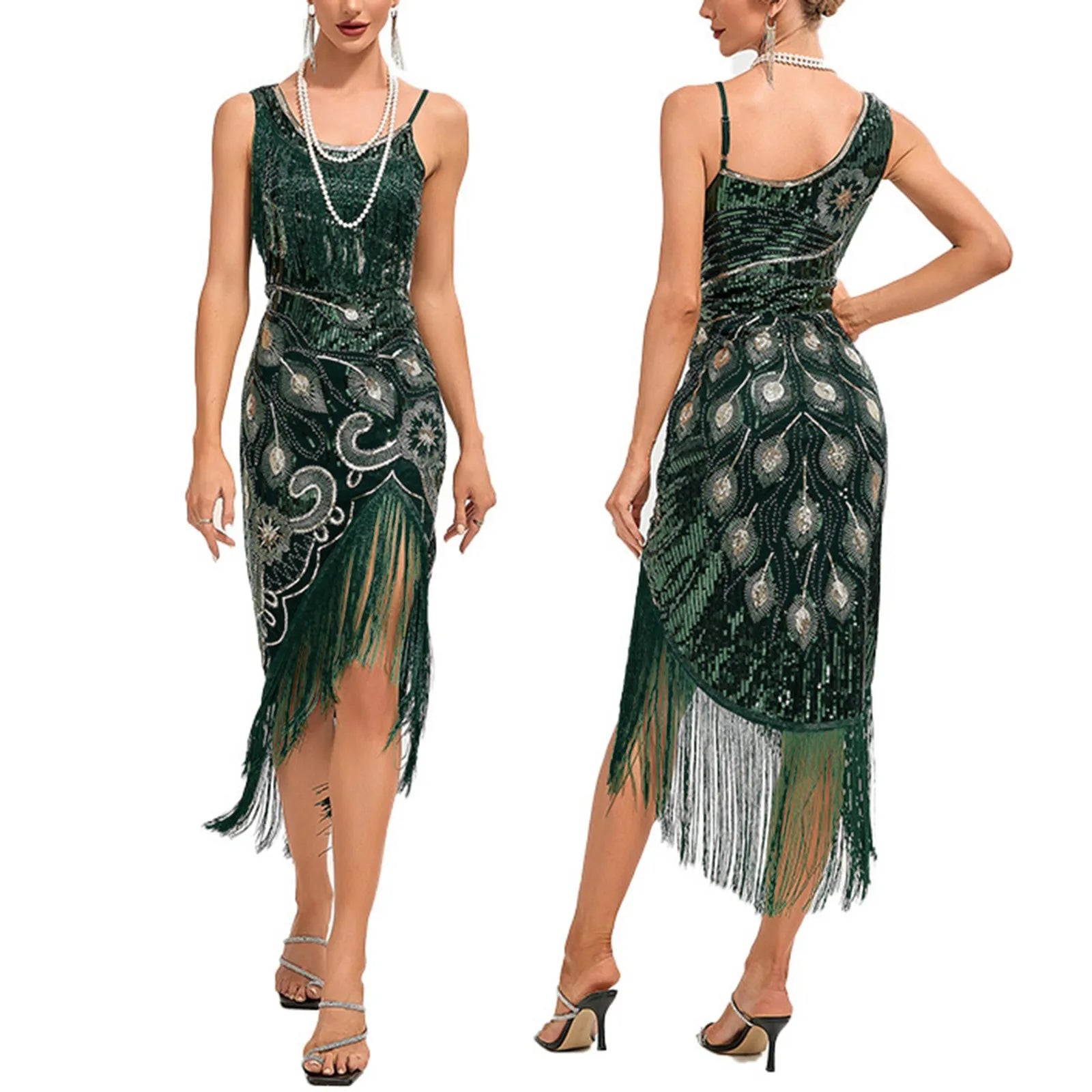 Vintage 1920s Flapper Tassel Dress