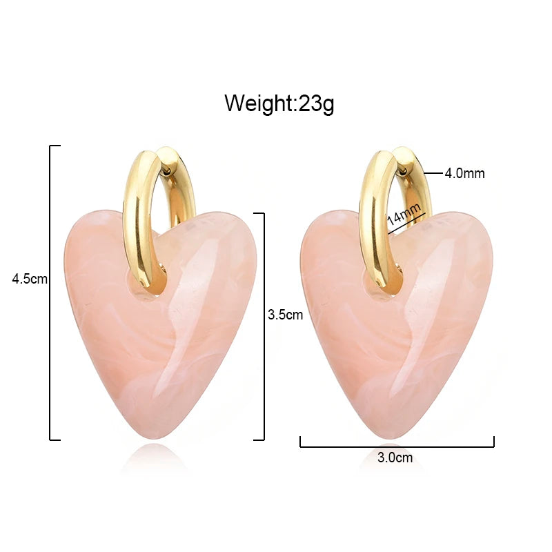 Vintage Heart Pendant Hoop Earrings