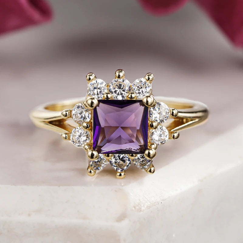 Purple Cubic Zirconia Charming Exquisite Wedding Ring