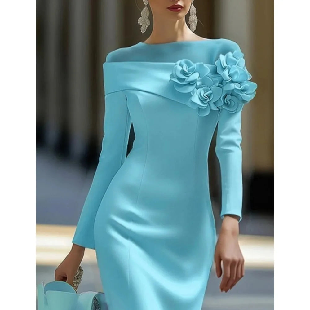 ✨ Elegant Floral Side-Patch Party Dress
