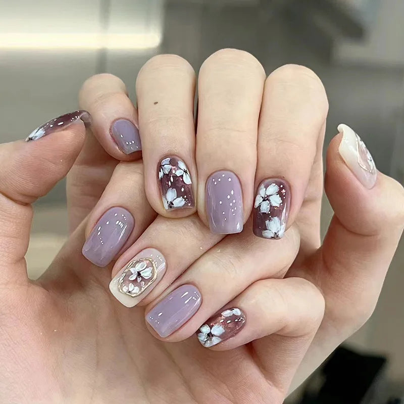 24Pcs Pink Ballet Fake Nails