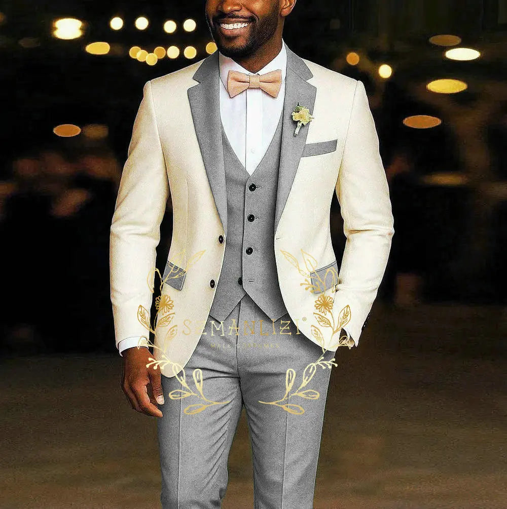 3 Pieces Blazer  Vest Pants Wedding Tuxedos