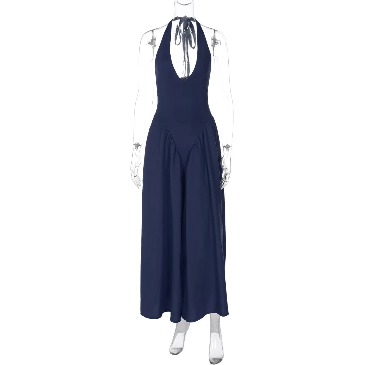 Summer Backless Deep V Spliced Long Dress