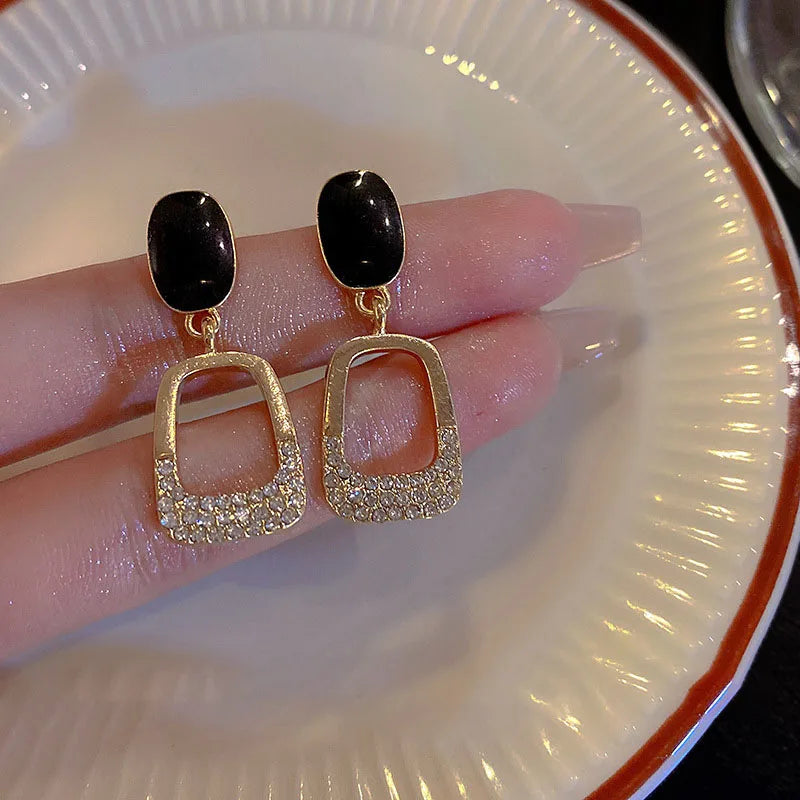 Shiny Zircon Square Hoop Earrings for