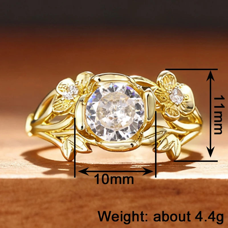 Gorgeous Flower Ring Delicate Bright Engagement Jewelry for Women