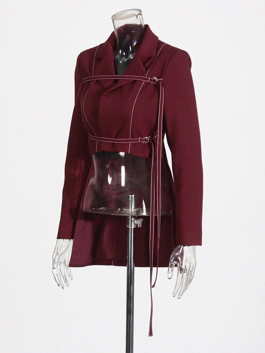 Notched Collar Long Sleeve Top High Waist Straight Pant  Sets