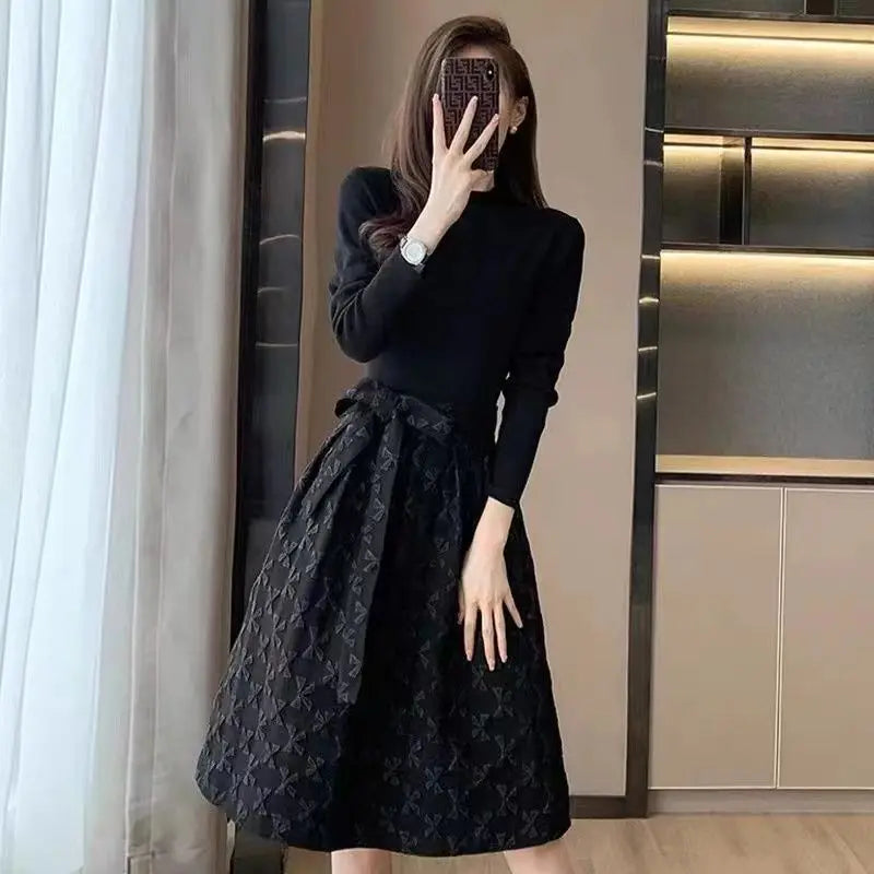 Black  Long Sleeve Full Vintage Dress