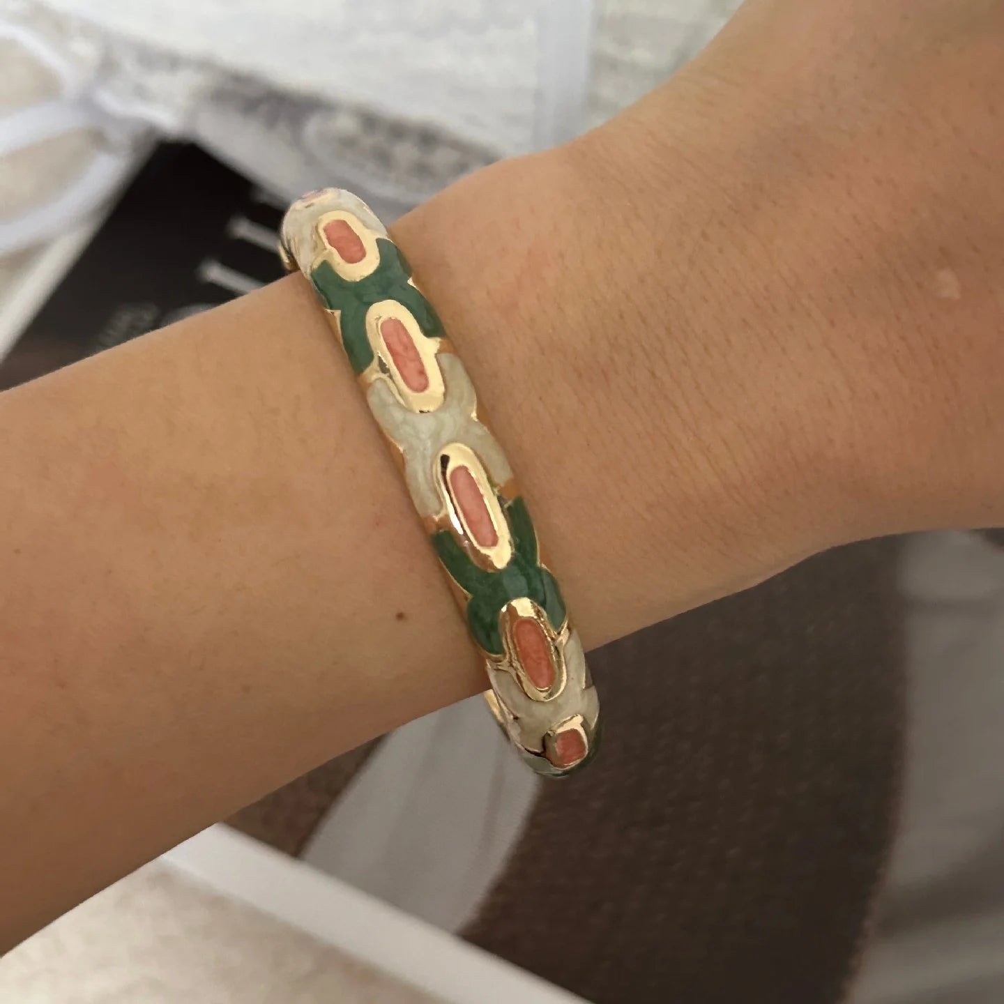 Colorful Enamel Resin Bamboo Bangle Geometry Bracelet