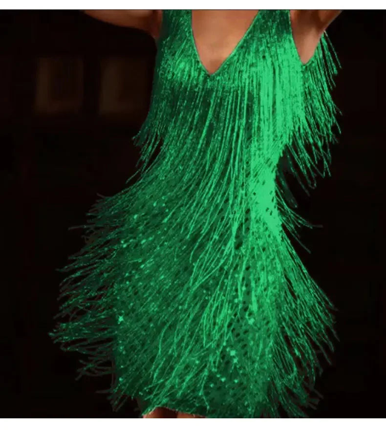 New  Sexy Tassel V Neck Backless Club Night Dresses