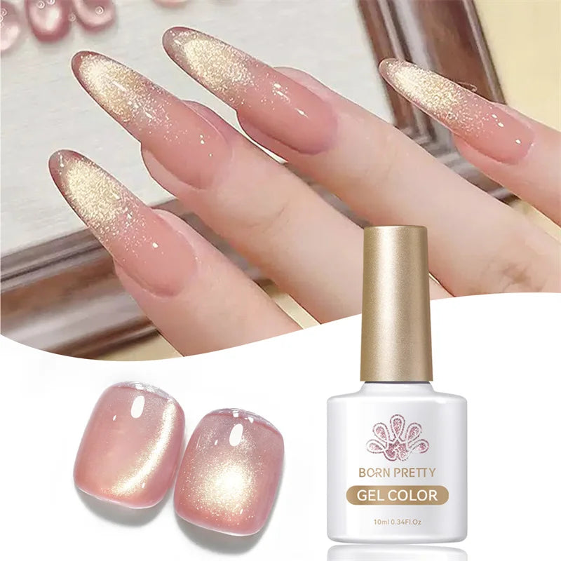 BORN PRETTY 10ml White Cat Magnetic Gel Nail Polish Ultra Shine White-light Varnis Semi Permanent Soak Off UV LED Gel for Nails