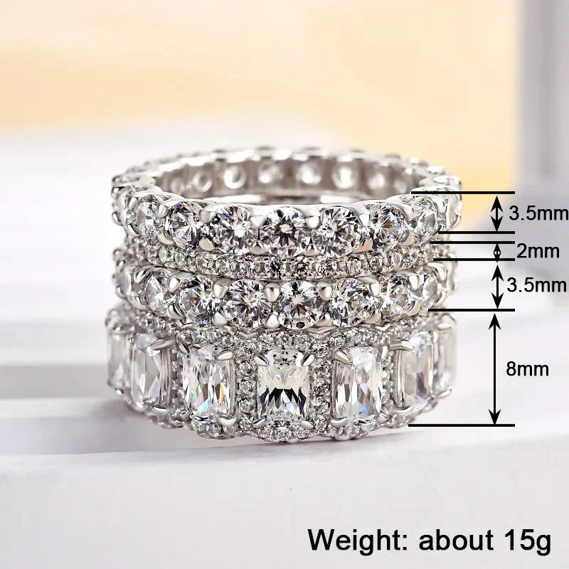 4Pcs Set Modern Fashion Female Rings Sparkling CZ