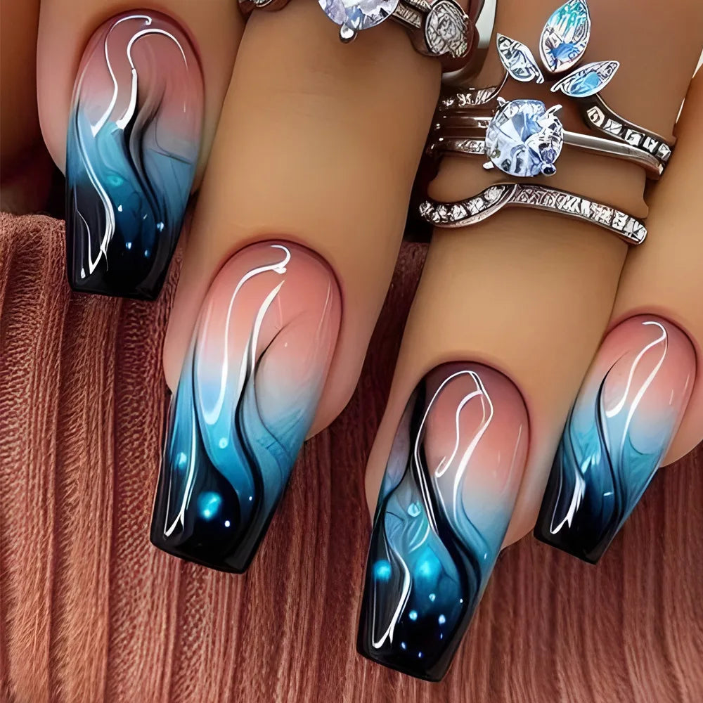24pcs Press on Nails Flower Design