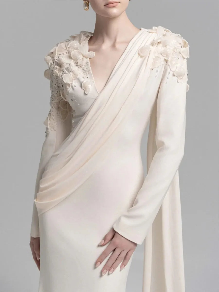 Sequin Patchwork V‑Neck Tunic Dress