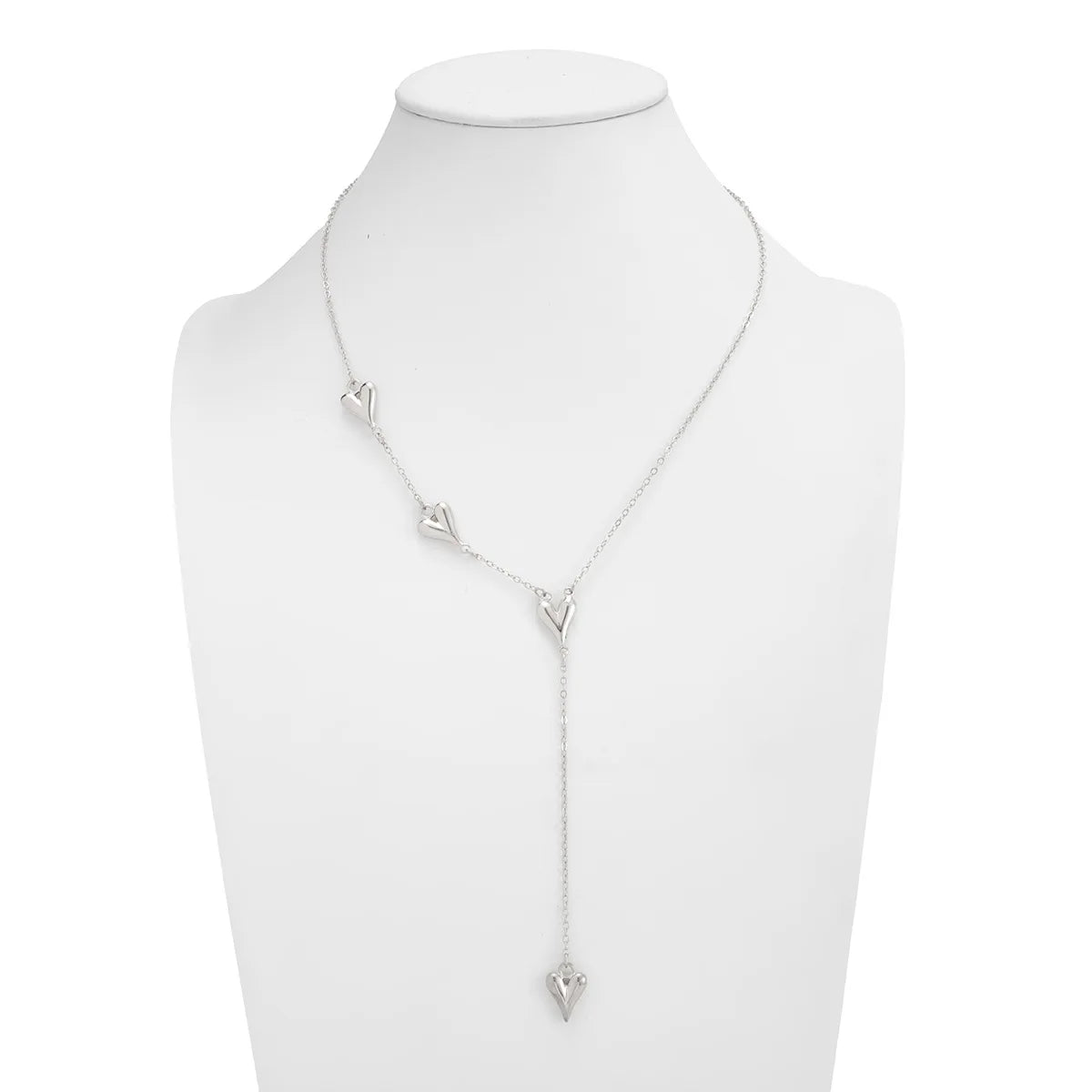 Minimalist Peach Heart Pendant Y-Shaped Chain Necklace for Women
