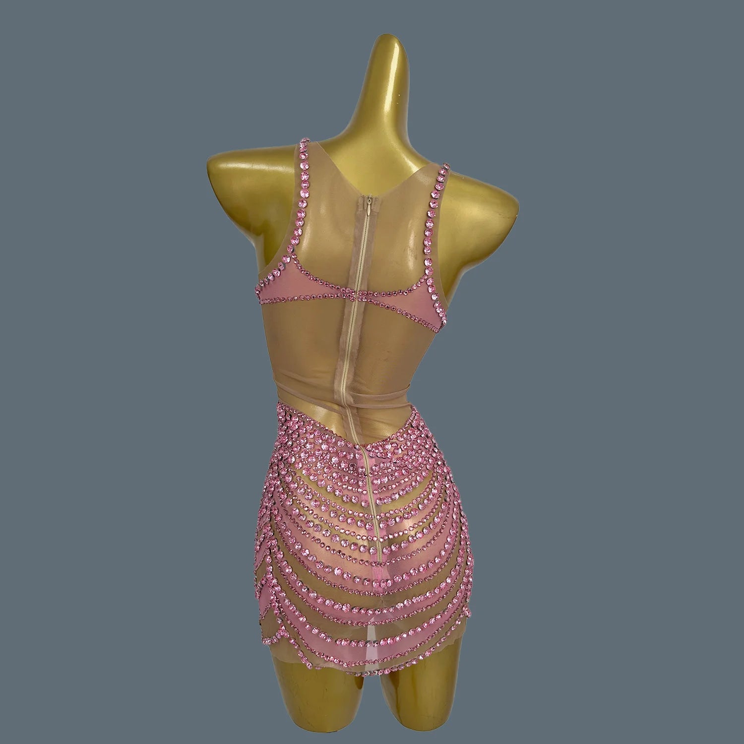 Sparkly Crystals Diamonds Mini Dress