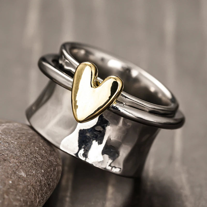 Aesthetic Heart Rings for Women