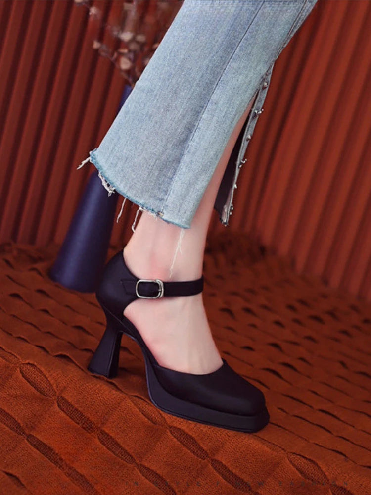 High Heels for Office Bow Buckles Sandals