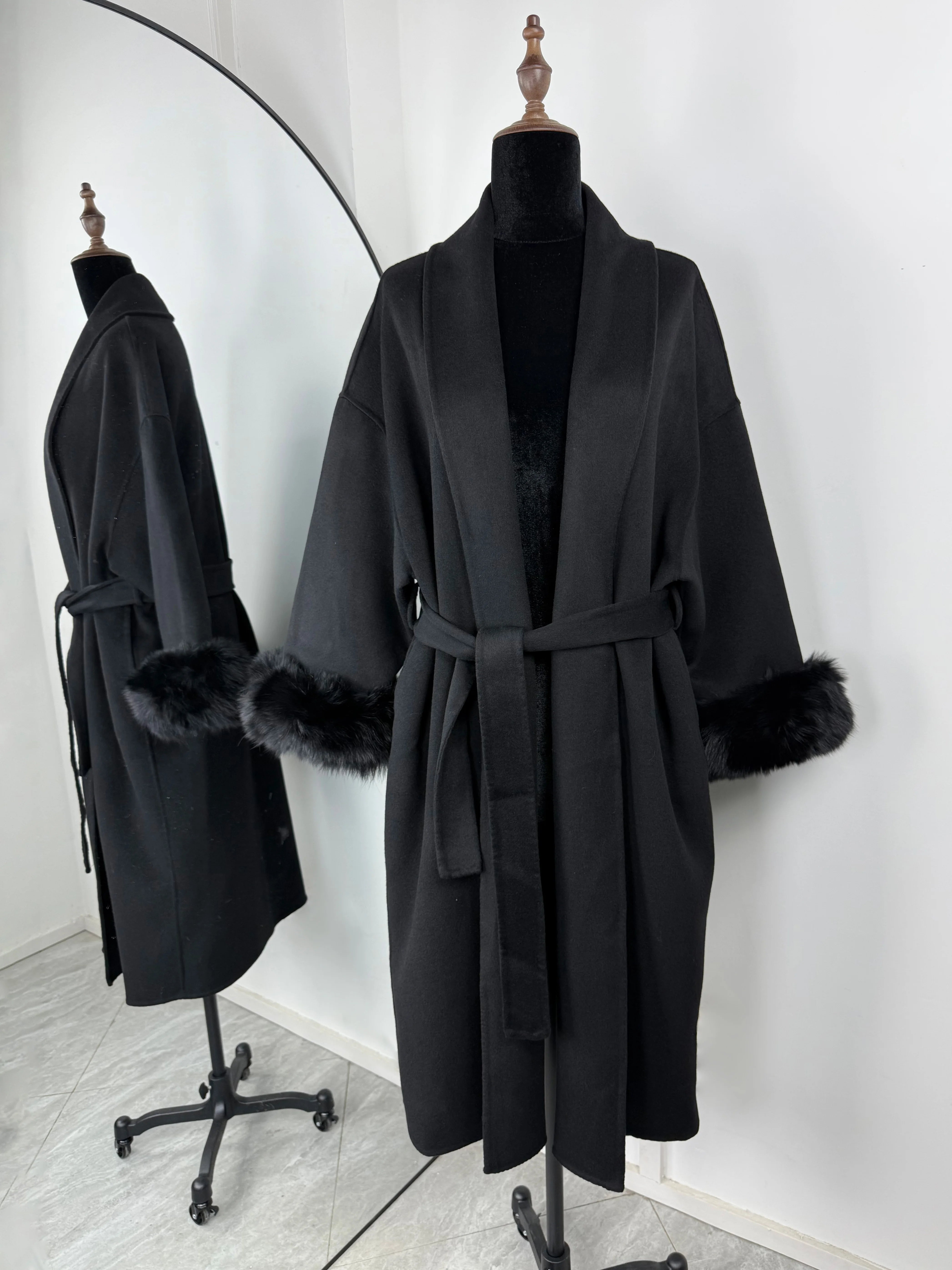 Fox Fur Short  Removable Elegant Double-sided Wool Overcoat