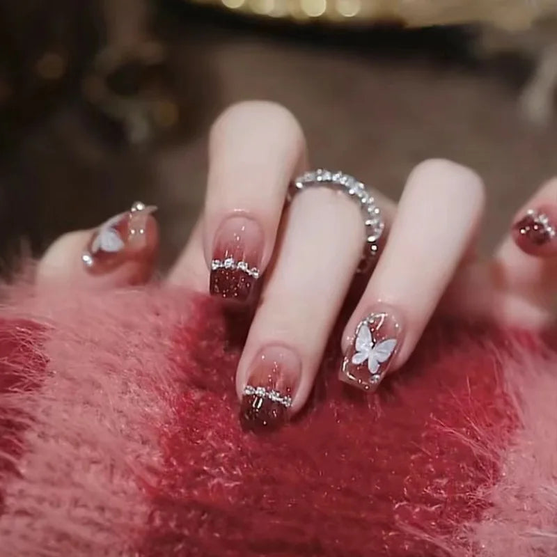 24Pcs Pink Ballet Fake Nails