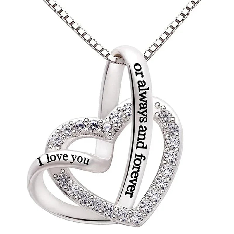 Double Hollow Heart Pendant Necklace
