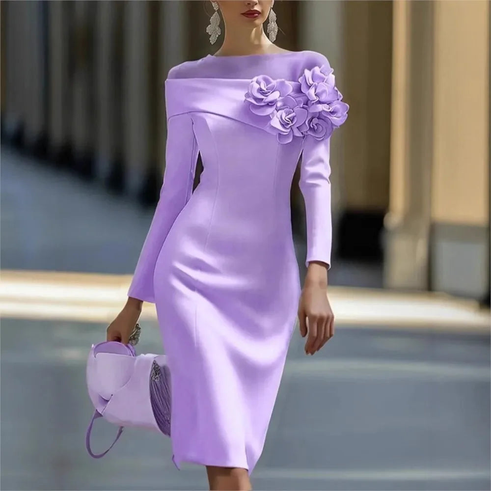 ✨ Elegant Floral Side-Patch Party Dress
