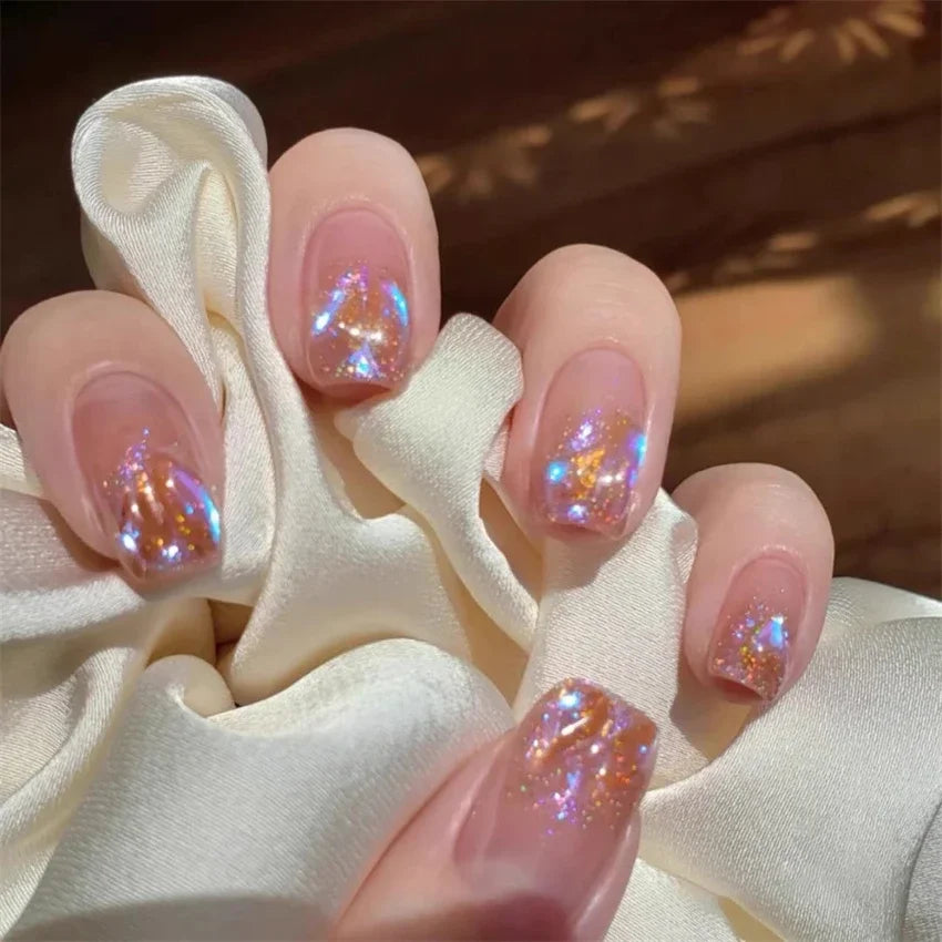 24Pcs/Set Dry Rose Blush Artificial Wearing False Nails