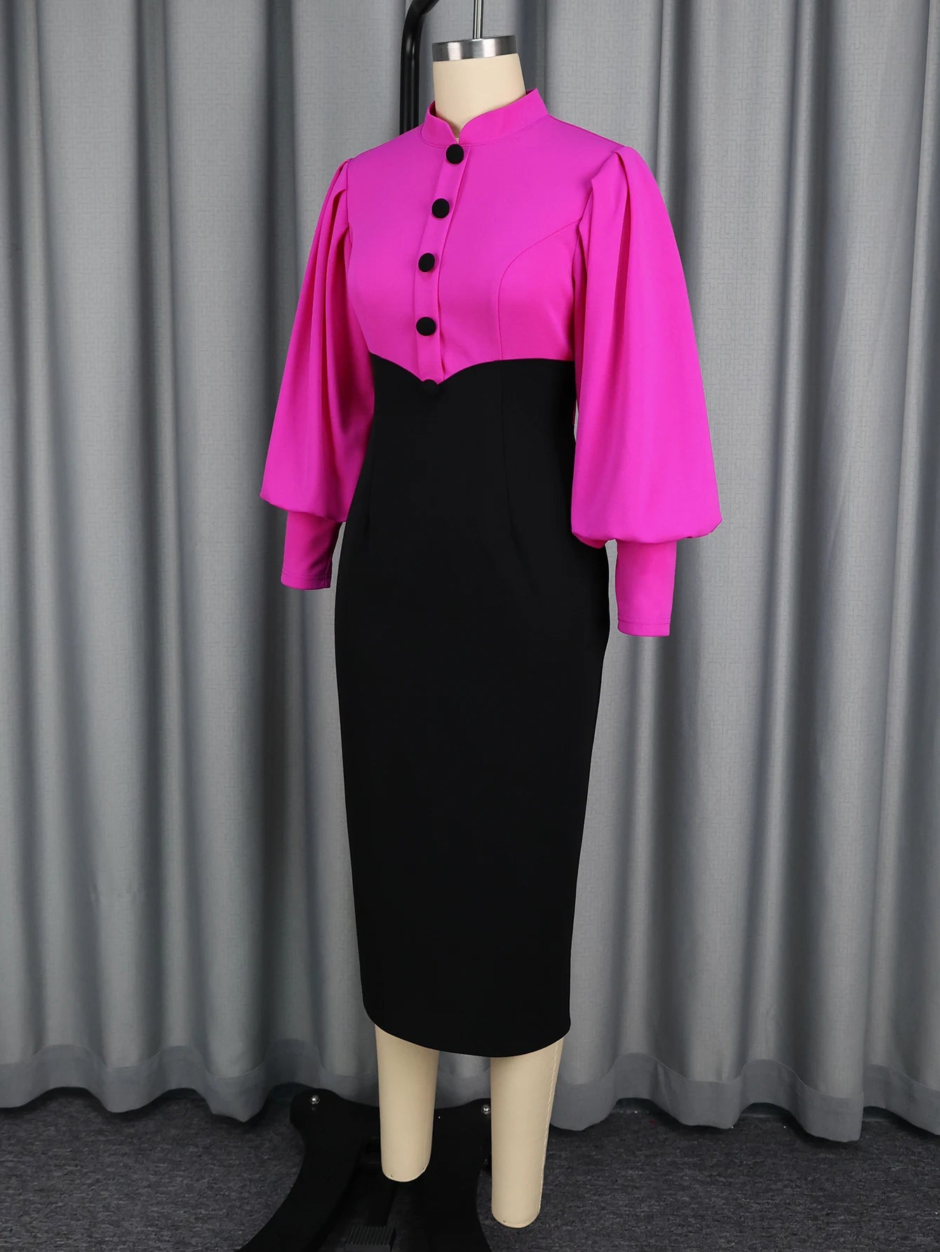 Women’s Elegant Colorblock Mock Neck Dress